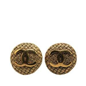 CHANEL Gold Logo Earrings